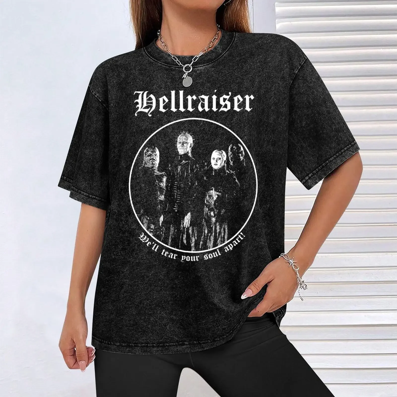 Hellraiser-Tear Apart تي شيرت خمر أنيمي قميص جرافيك تي شيرت تي شيرت كبير الحجم أنيمي التي شيرت قمصان الرجال الجرافيك