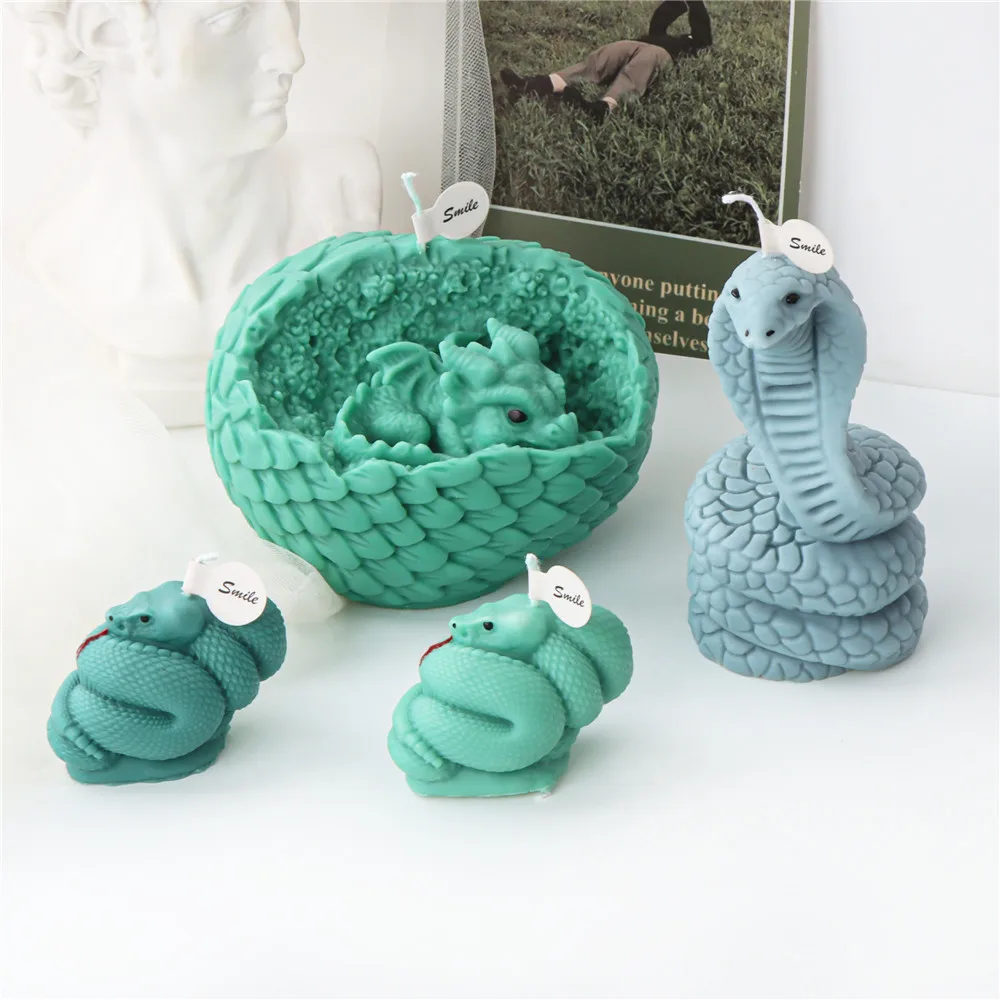 3D Snake Silicone Mold Aromatherapy Candle Making Wax Mold Candle Holder Coaster Resin Ceramic Clay Mould Tool Home Craft Decor