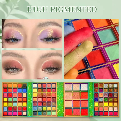 Imagen 2 del producto Paleta de sombra de ojos de alto pigmento de lujo, juego de maquillaje con colorete, 117 colores, cosméticos para ojos DIY, brillo brillante para ojos encantadores