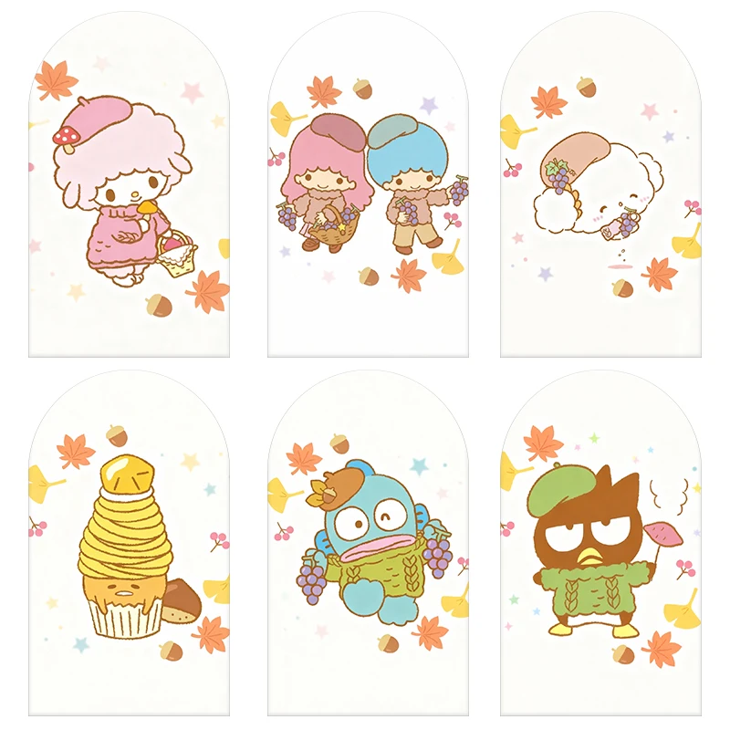 

Sanrio Characters Autumn Grape Picking Theme Arch Backdrop Cover Warm Festive Scene For Kids Birthday Baby Shower Photo Booth
