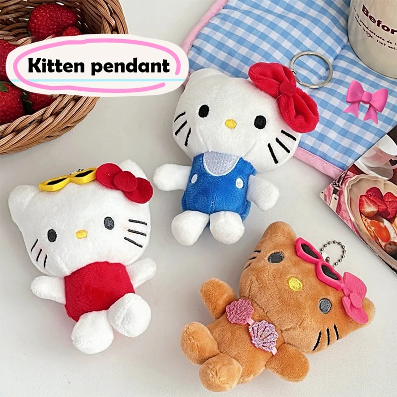 Kawaii Cute Anime Sanrio Swimming Circle Hello Kitty Doll Keychain Pendant For Women Girls Cartoon Backpack Decoration Gifts image 3