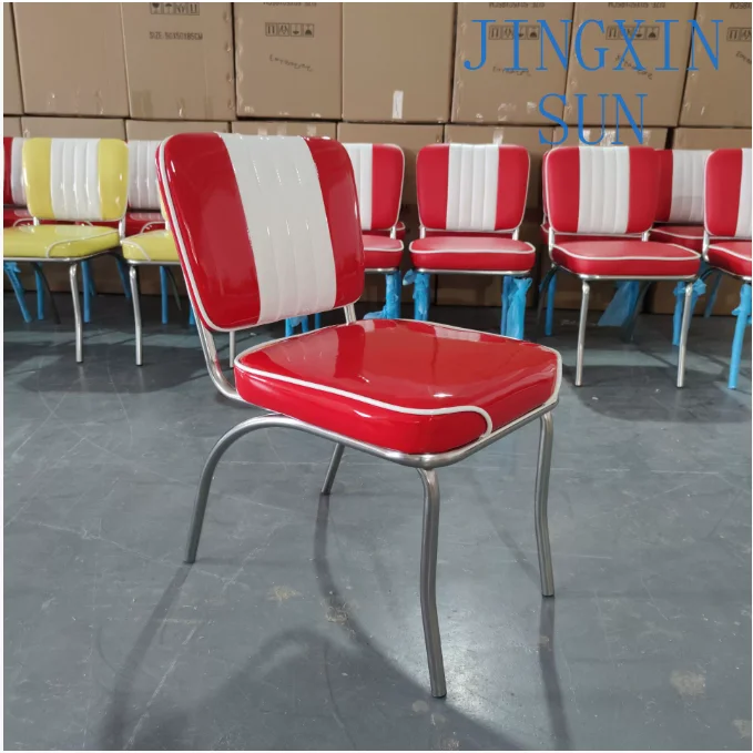 fast food retro restaurant commercial stainless steel red bright leather burger shop fast food restaurant tables and chairs