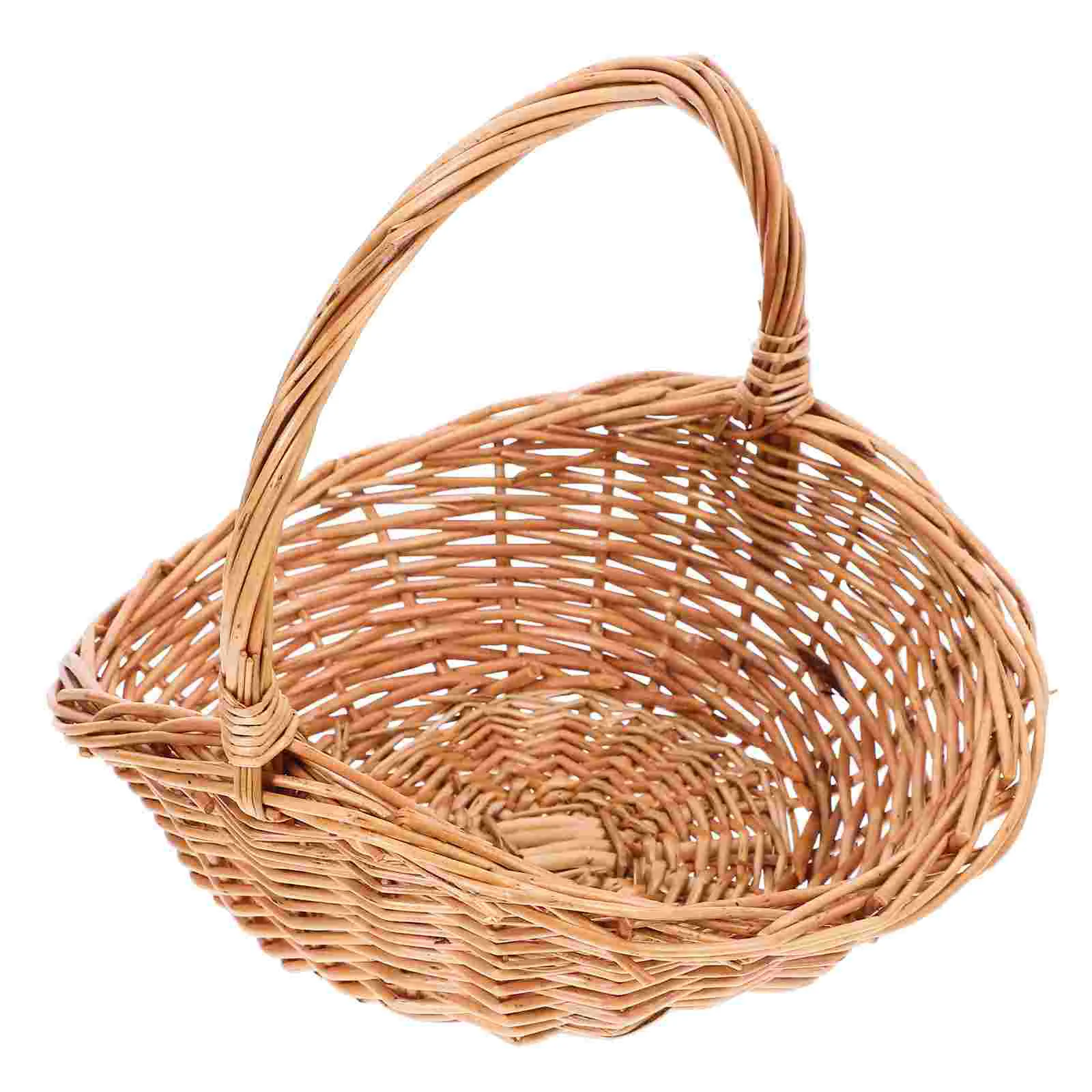 

Wicker Storage Basket Handmade Plastic Fruit Basket Picnic Camping Wear Resistant Small Space Saving House Decor