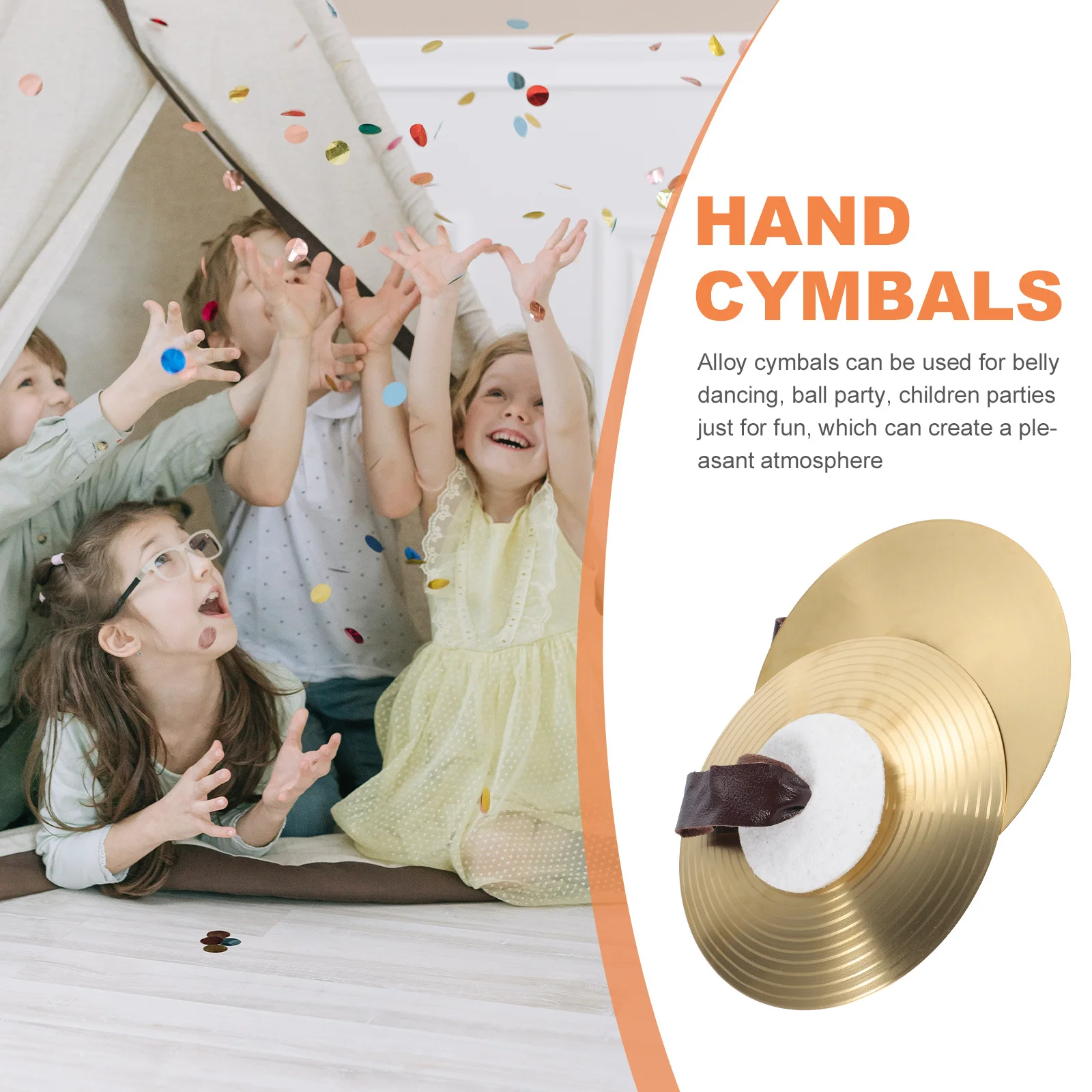 

1Pair Portable Alloy Cymbals for Kids Easy Grip Rope Included Percussion Instrument for Performance Dance Party Children Music