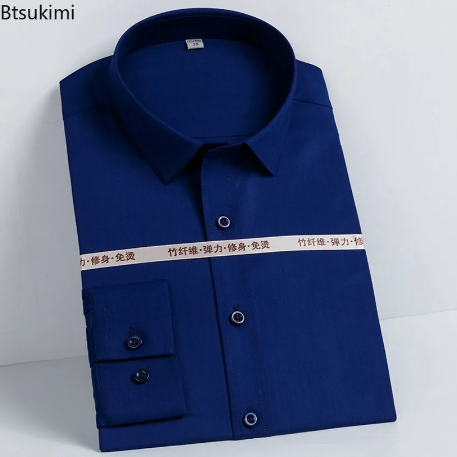 2025 New Men's Long-sleeved Dress Shirts Spring Autumn Business Casual Lapel Buttons Formal Shirts High-end Classic White Shirts