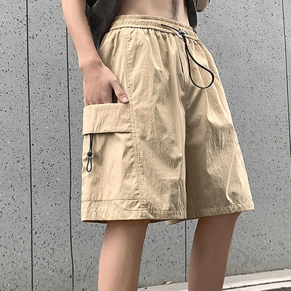 Apricot Casual Workwear Pants All Season Mens Casual Shorts Workwear Loose Beach Pants Polyester Fabric Solid Pattern