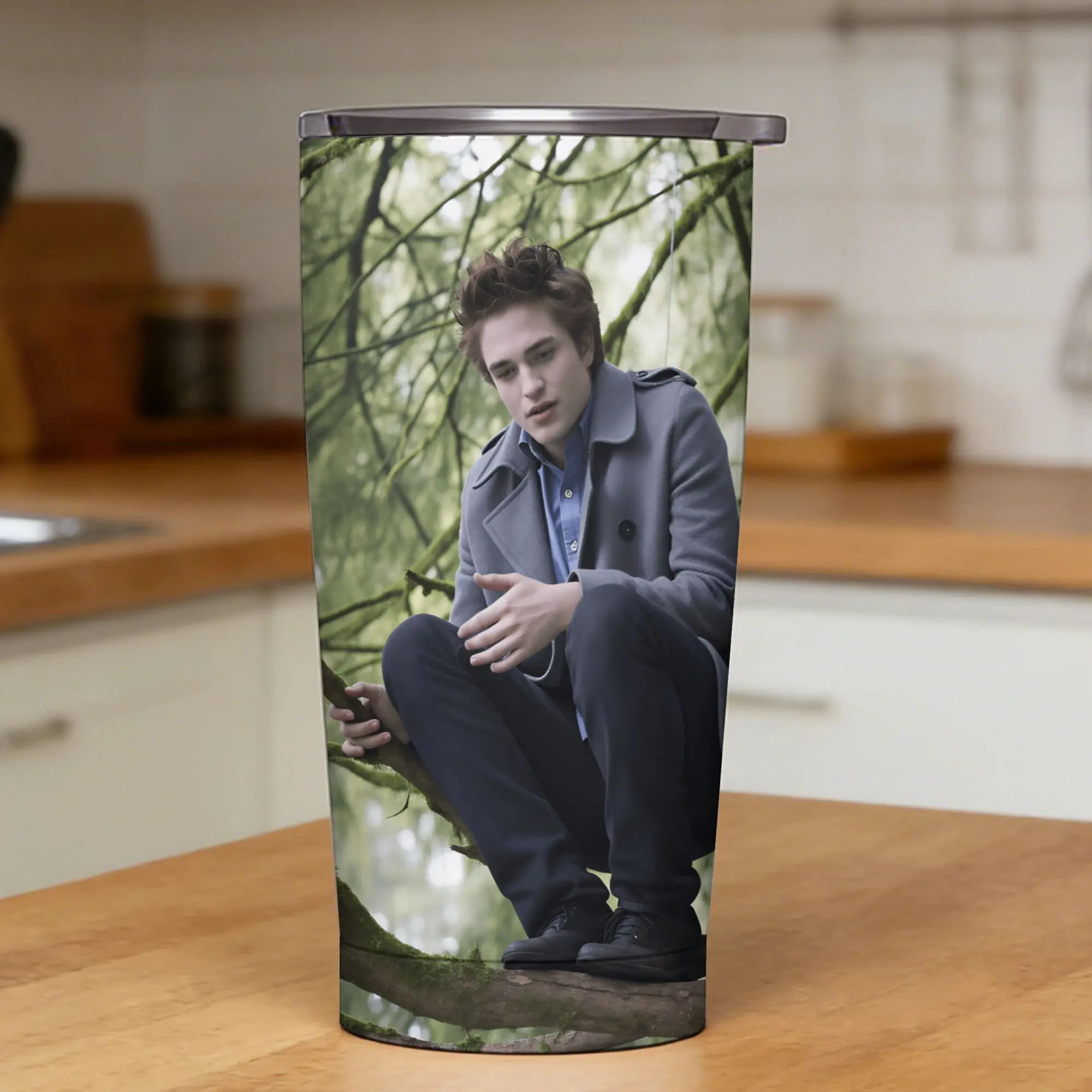 Edward Cullen Stainless Steel Tumbler With Straws  Camping Coffee Mug Large Hot Drinks Mugs Cup,