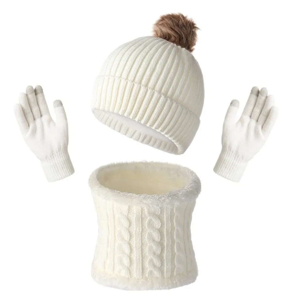 conjunto-de-gorro-cachecol-e-luvas-espessas-de-cor-solida-termico-com-pompom-textura-torcida-quente-para-o-inverno