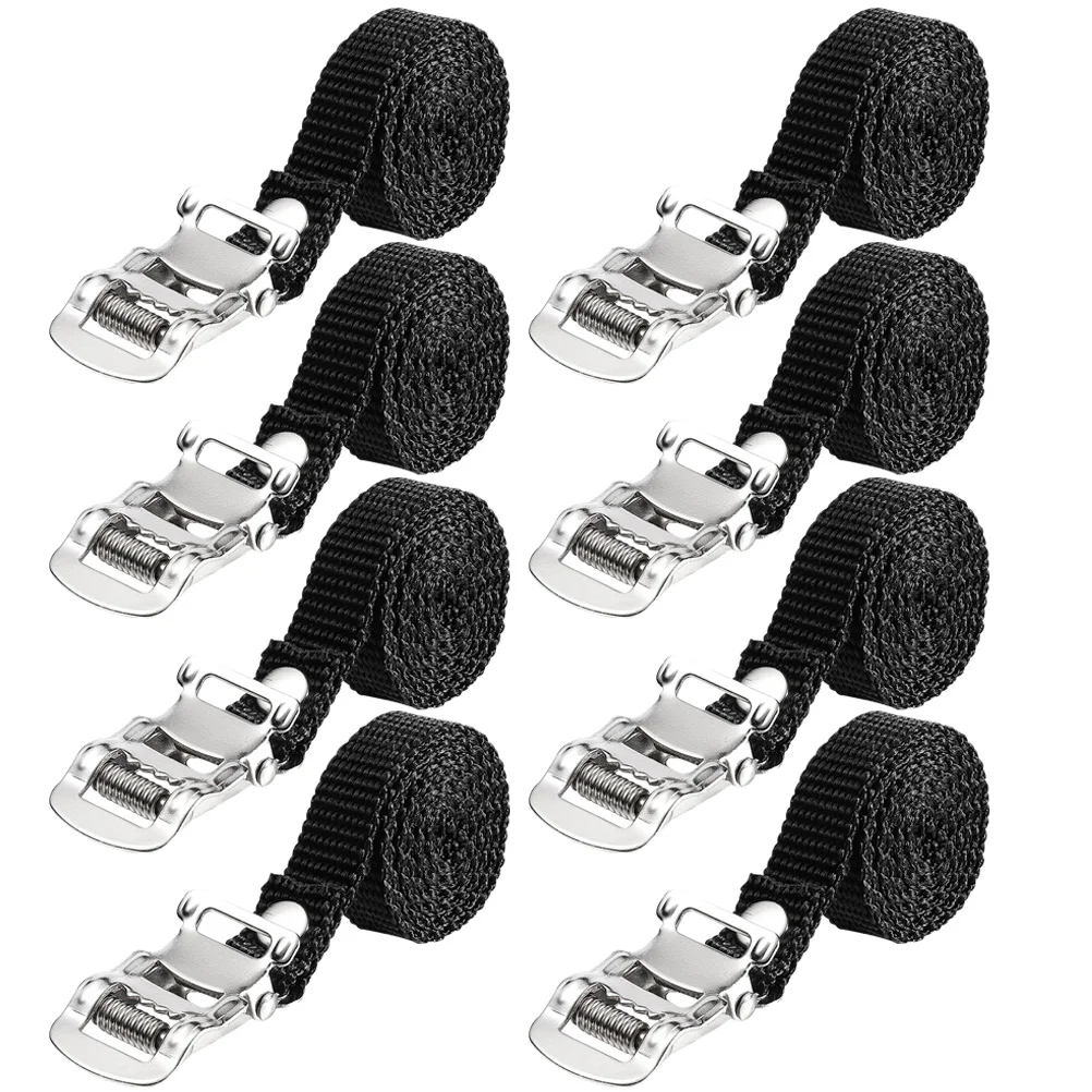 

8pcs Bike Pedal Straps Footrest Bands for Exercise Gym Adjustable Length Black Small Lightweight Storage Home Fitness