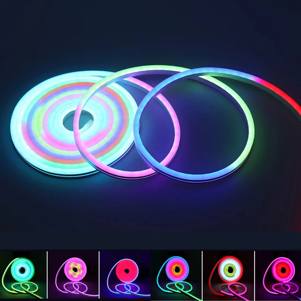 

12V RGB IC LED Neon strip Light RGB Addressable Dream Colors LED Neon Strip For Pool Lighting Works with Bluetooth Smart App