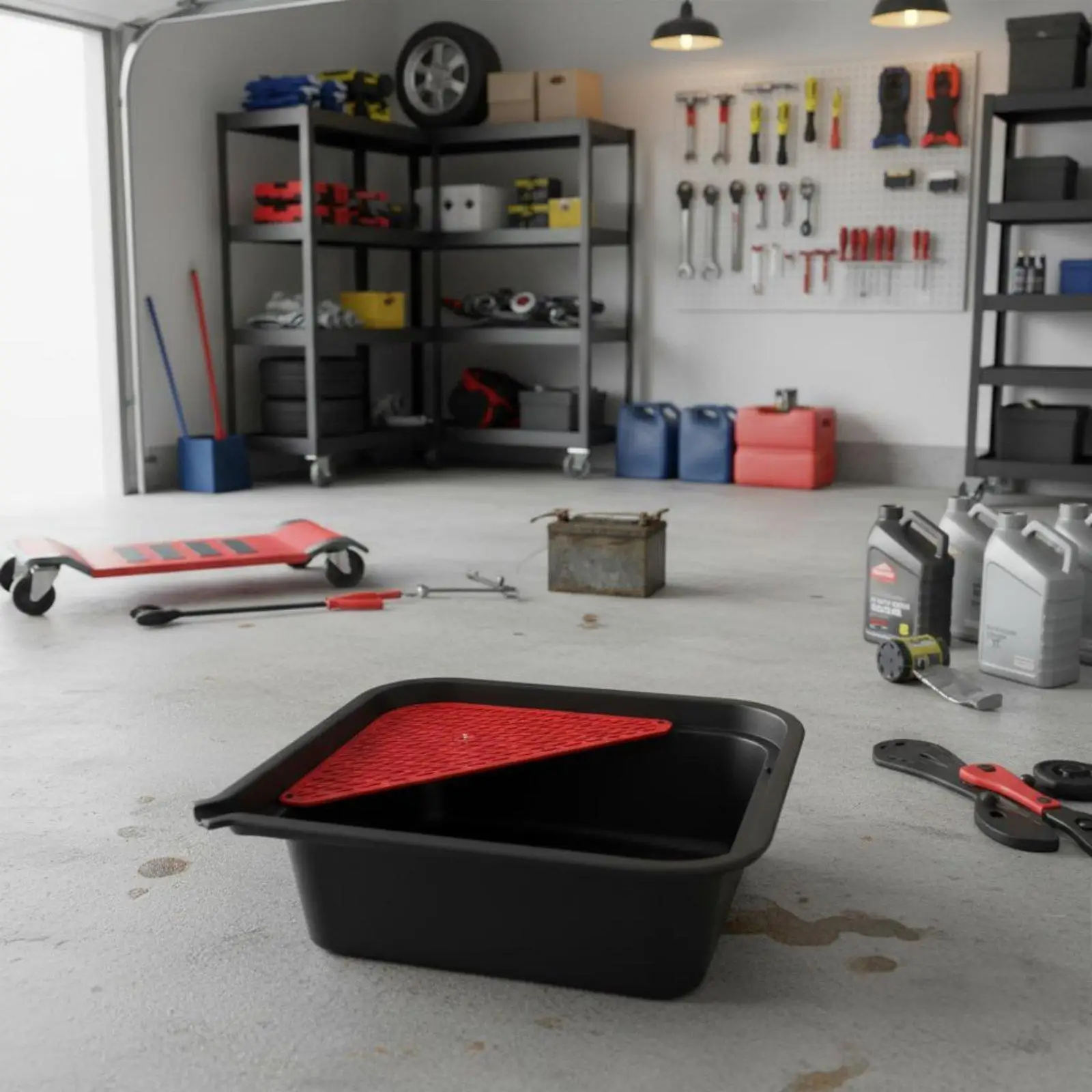 Oil Catch Basin Thickened Plastic Oil Change Tray with Debris Filter for Auto Parts Cleaning and Draining - view 5