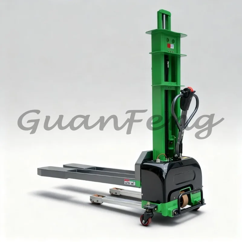 All-electric Pallet Truck Self-loading Stacker, 500kg 700kg 1000kg 1300kg Mini Forklift for Cargo Loading and Unloading