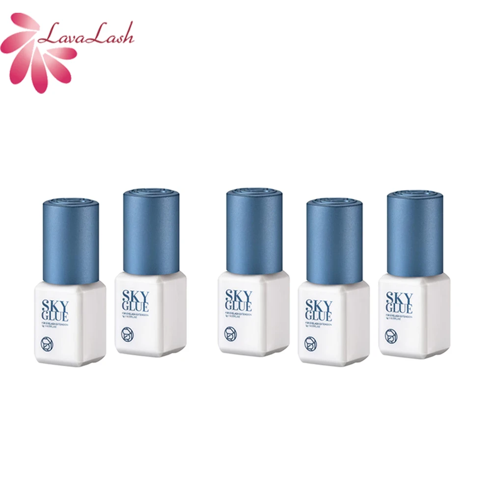 Cola de céu original coreana 5ml s + para extensão de cílios 1-2s cola de cílios postiços de secagem rápida tampa azul ferramenta de beleza