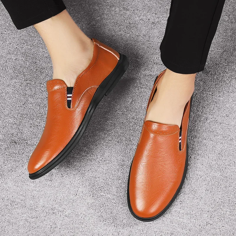 أحذية رجالية وصلت حديثًا، أحذية جلدية بسيطة، أحذية مسطحة مريحة، أحذية رجالية مصنوعة يدويًا، أحذية عمل كلاسيكية #3