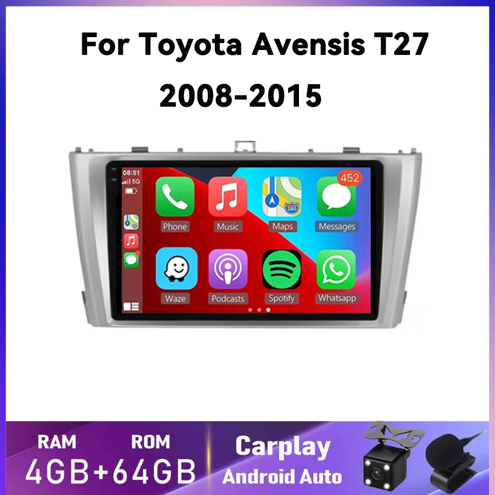 

4G+WIFI Carplay Android 14 Auto multimedia For Toyota Avensis T27 2008-2015 Autoradio GPS Navi Stereo car intelligent systems