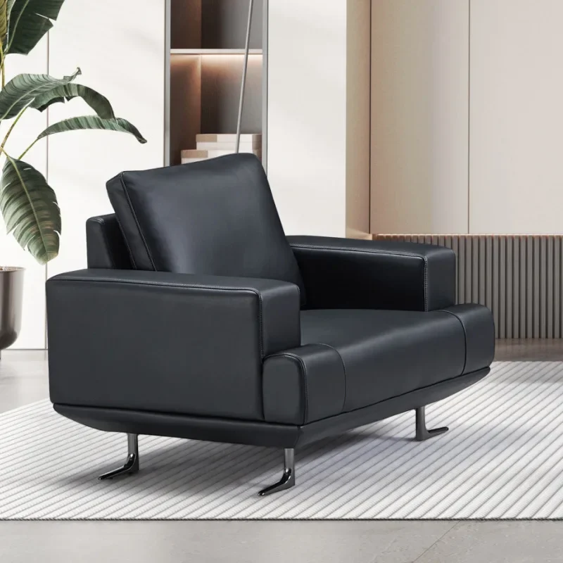 President's office sofa three-person ecological leather company boss reception and negotiation office sofa tea table combination