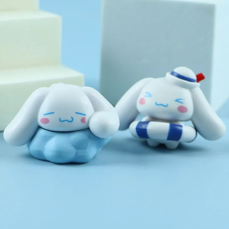 Figuras de acción de Sanrio Cinnamoroll para niños, modelo de decoración de escritorio de coche, 5 piezas, Kuromi Q, regalos de cumpleaños