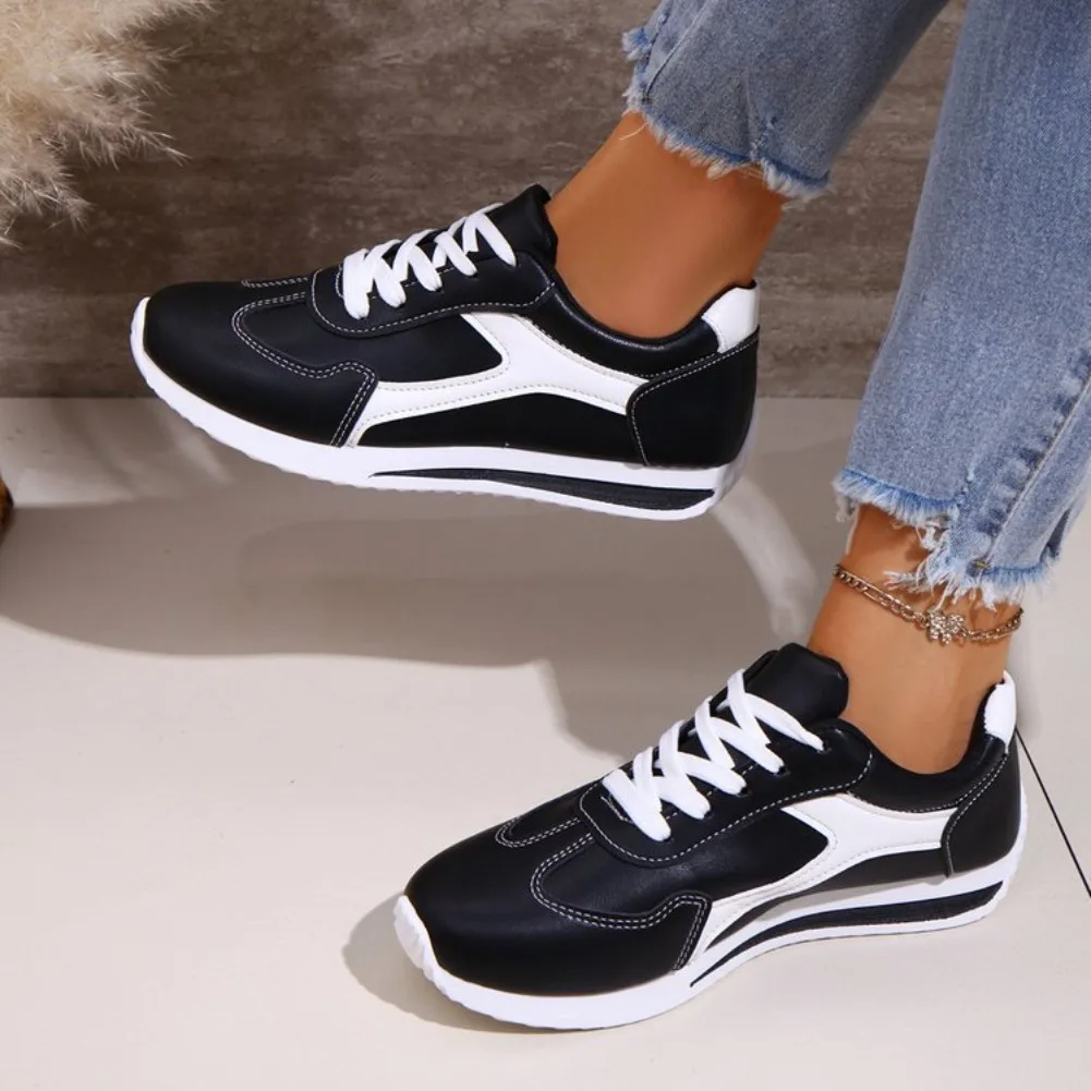 Women's Contrast Color Casual Sport Shoes Autumn Comfort Flat Sneakers Lightweight Non-Slip Walking Shoes plus Size