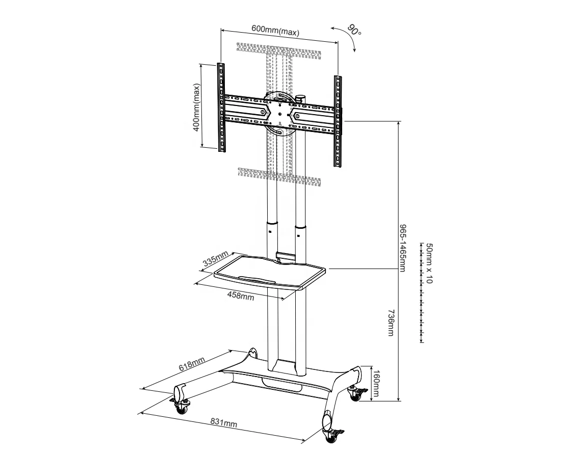 KALOC-carrito de TV móvil de 32-65 pulgadas, mueble de TV LCD de Plasma, montaje en pared, LED ligero, soportes de TV móviles modernos de fábrica L65-X