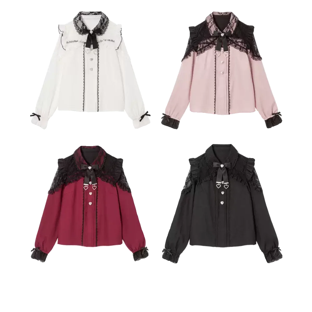 Imagem -06 - Camisa de Costura em Renda Estilo Japonês para Meninas Tops de Manga Longa Arco sem Ombro Blusa Lolita Ruenstone Primavera e Outono