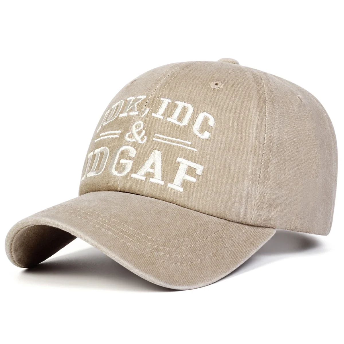 Unisex IDK IDC&IDGAF Buchstaben-Stickerei Gewaschene Baseballkappe Frühling Herbst Outdoor Verstellbare Freizeitkappe Sonnenschutzkappe Sportkappe – Detail 6