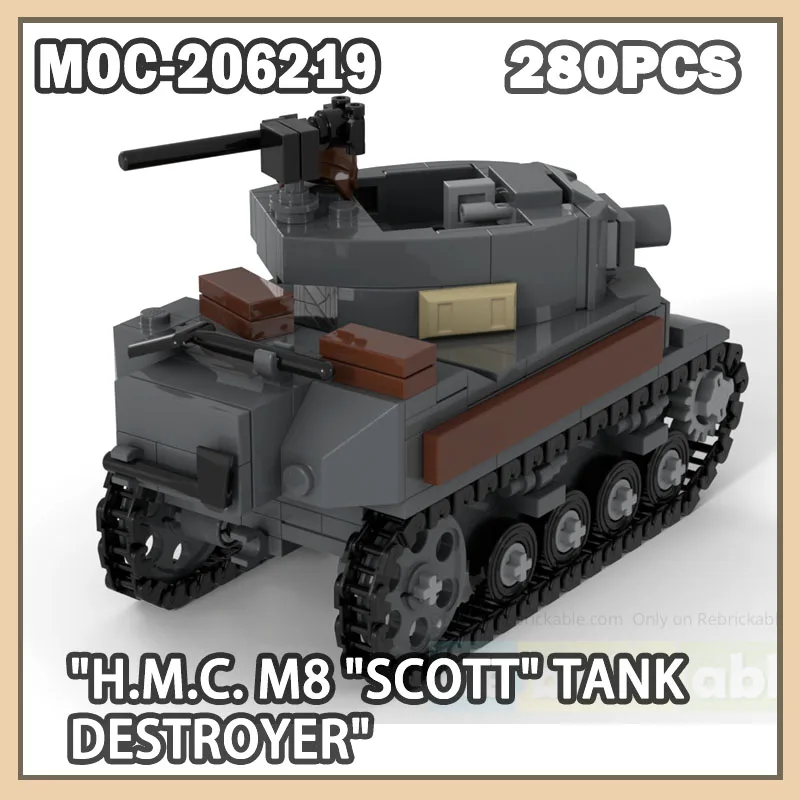 

MOC-206219 Military War Tank Destroyer Building Block Model Brick Soldier Corps Army Customize Creative Birthday Gifts 280PCS