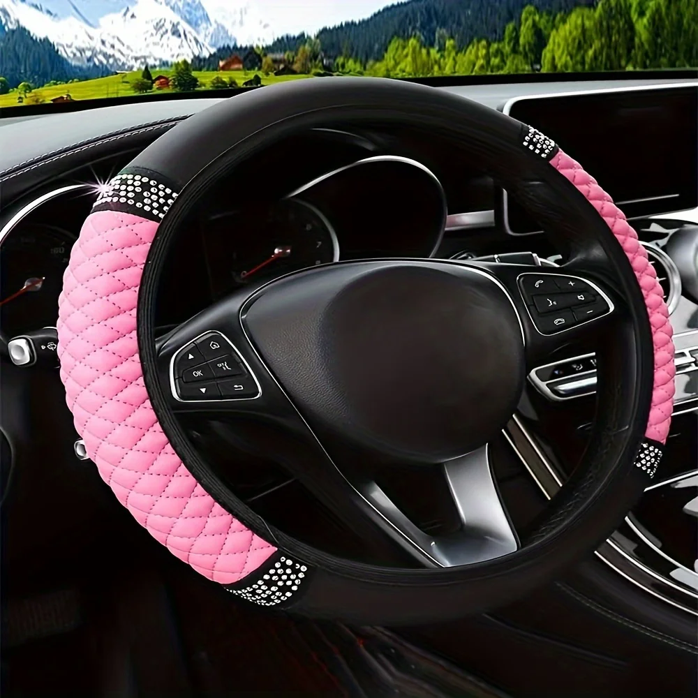 Sparkle and Shine: Inlaid Artificial Diamond Steering Wheel Cover for Women Car Accessories  Car Steering Wheel Cover