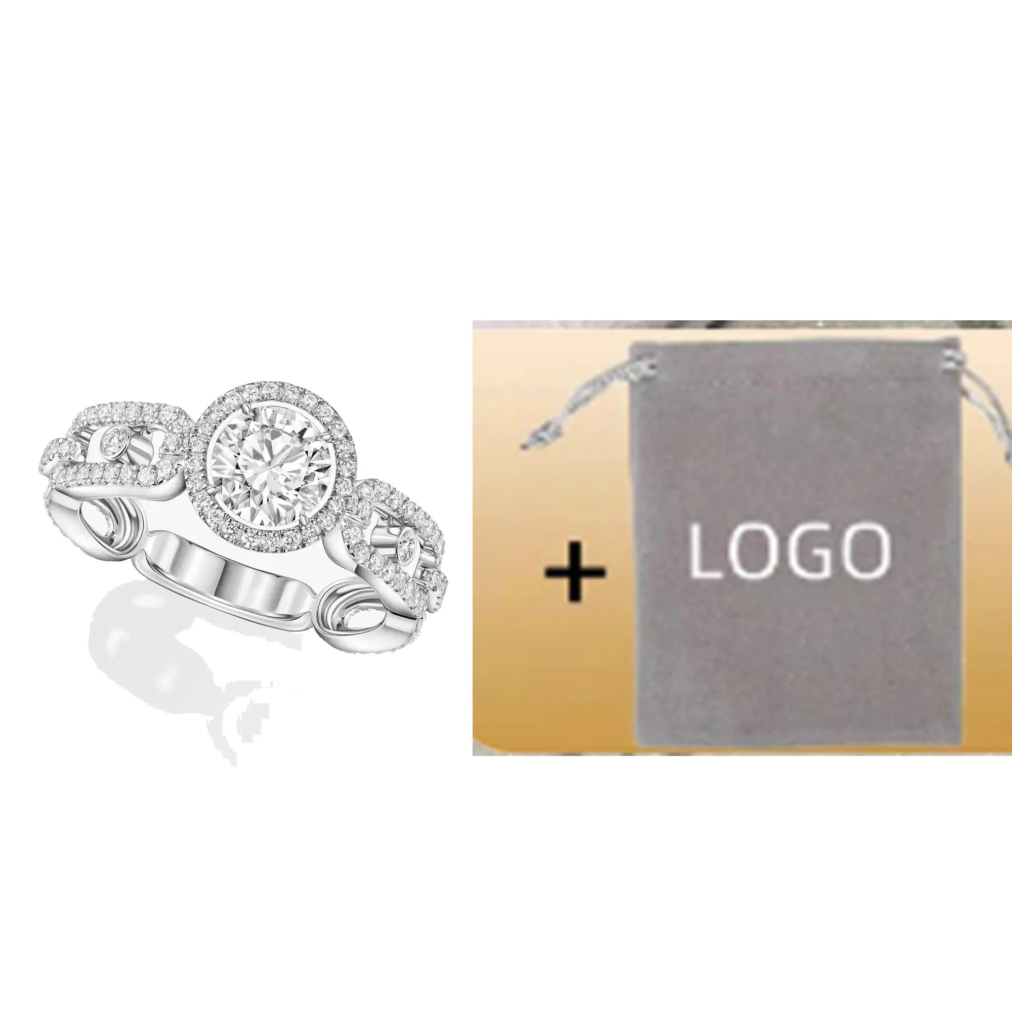 Light Luxury Fashion Messik - Style Pure Silver S925 Elegant MOVE LINK Series Retro Trend Single Diamond Ring