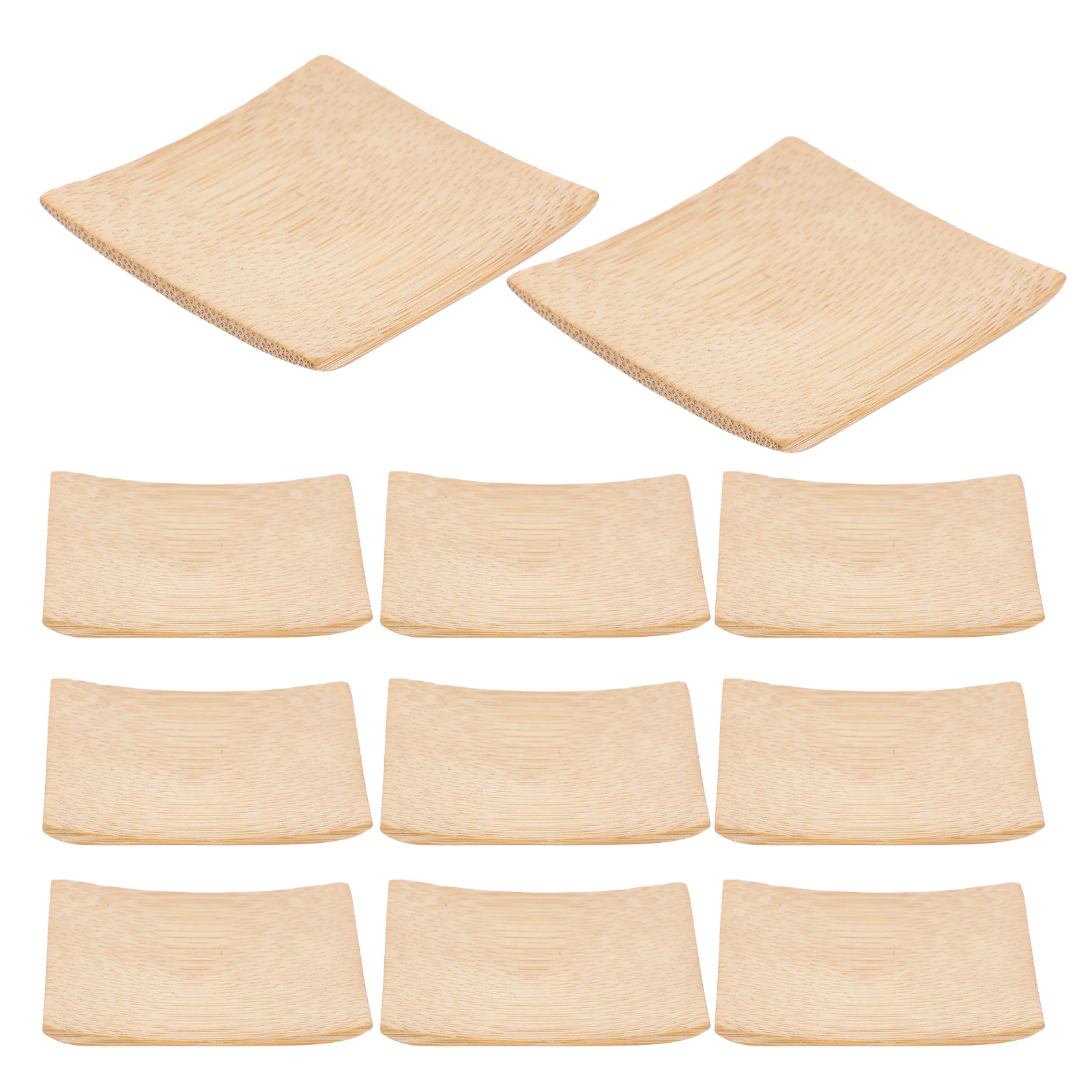 

20 Pcs 6x6cm Mini Creative Sushi Tray Bamboo Square Snack Dish Tray Dessert Dried Small Plate for Shop Home Kitchen