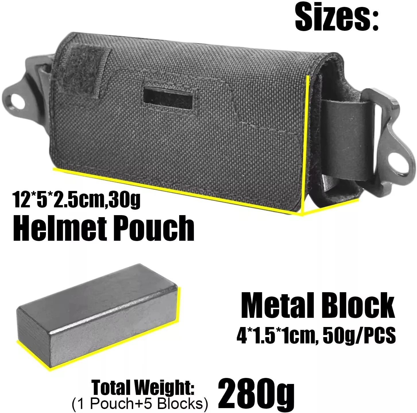 Helmet Counterbalance Weight Bag with 5 Counter Blocks, Tactical Balancing Accessories for FAST Helmet Outdoor Sports