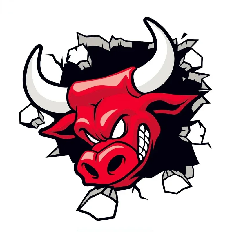 Car Sticker Red Angry Bull Vinyl Decals Car Bumper Rear Window Body Decoration Decals Waterproof Sun Protection,15CM