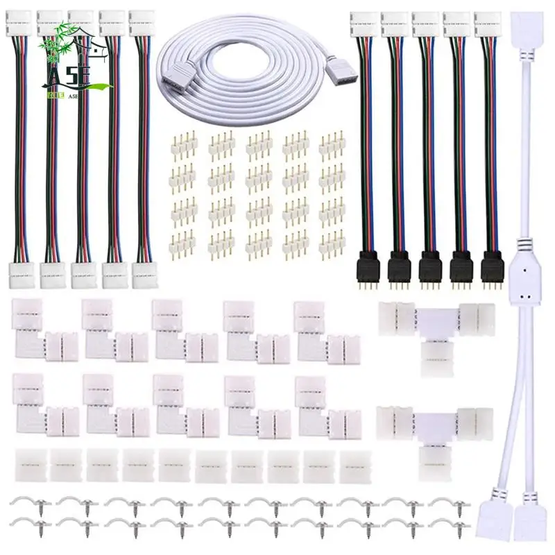 

A05E-LED Strip Connector Kit For 5050 10Mm 4Pin RGB LED Strip,2 Way Splitter,DIY Accessories For RGB LED Strip Connection