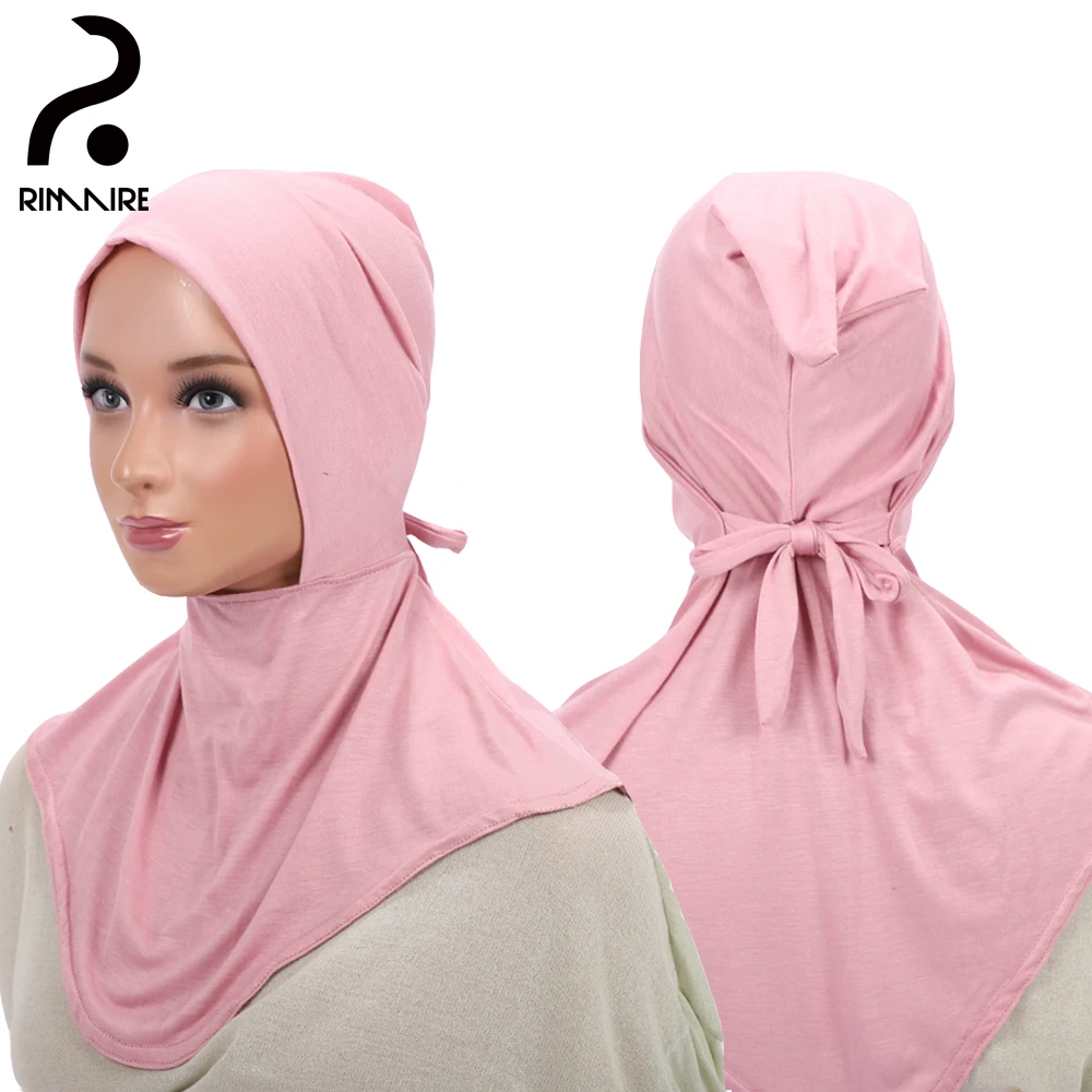 

RIMAIRE Pink Wear to go Hijab Fashion Modal Islamic Adjustable Tail Hijabs Ladies Muslim Inner Headscarves Gifts Party Wholesale