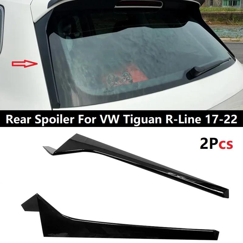 2PCS Glossy Black ABS Car Rear Window Side Spoiler Canards Splitter For VW Tiguan R-Line 2017-2022 Exterior Accessories