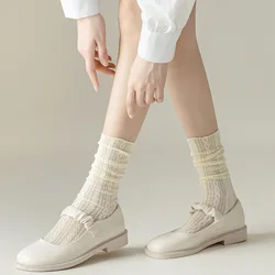 1 Pair Black and White Fashionable Mid-Long Leg Lace Mesh Socks Korea Style Cute New White Retro Lace Girl Cotton Casual Socks
