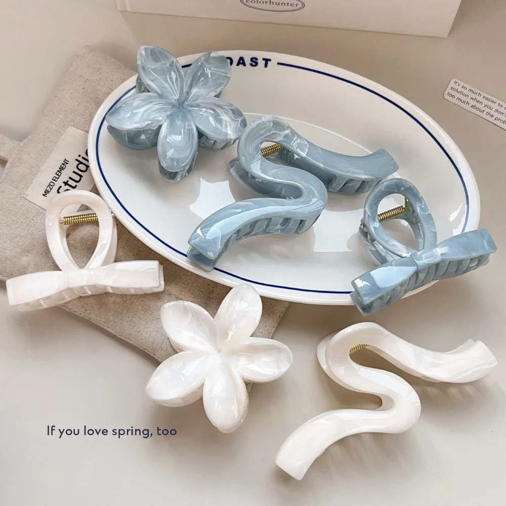 

Vintage Colorful Flowers Bow Geometry Acrylic Hair Claw for Women Elegant Hairpins Shark Clip Crab Barrettes Girl Headdress