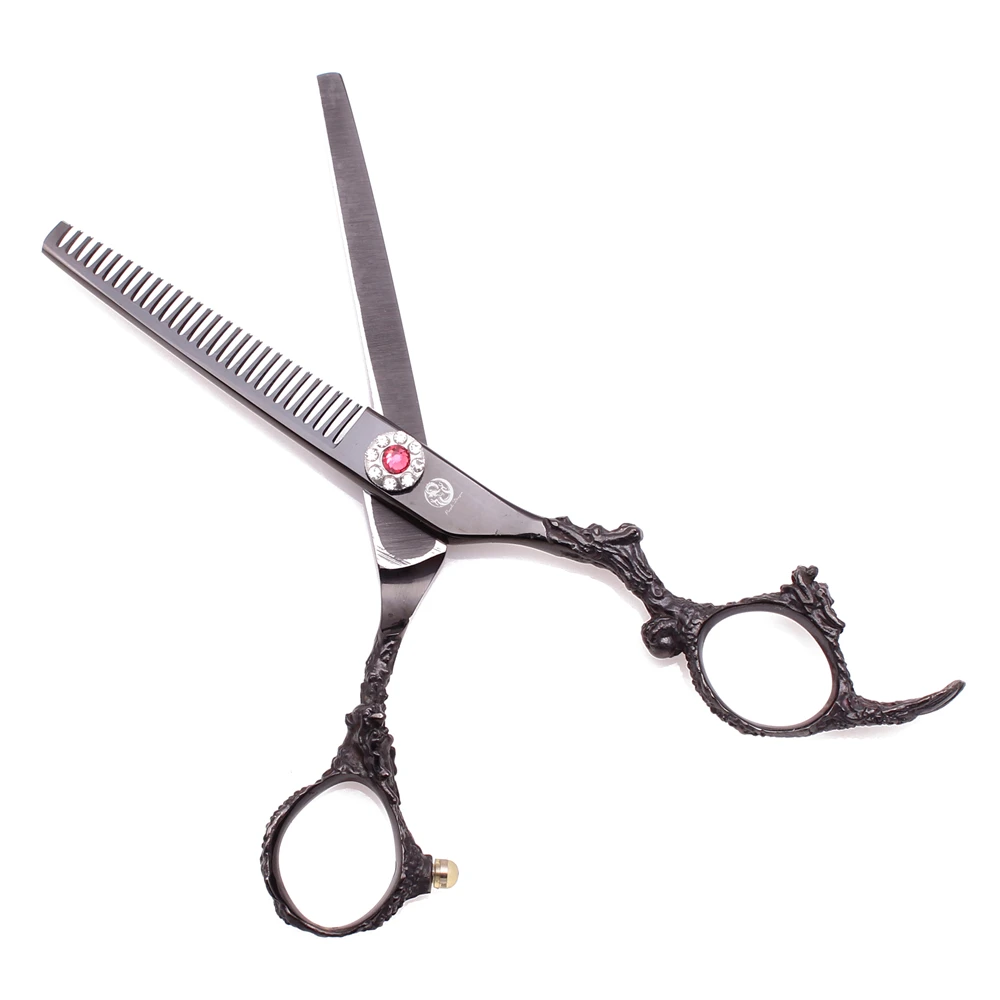 Friseurschere 5,5" 6" Edelstahlschere für Friseure Lila Drachen-Haarschneideschere Drachengriff Effilierschere Z9005 – Detail 10