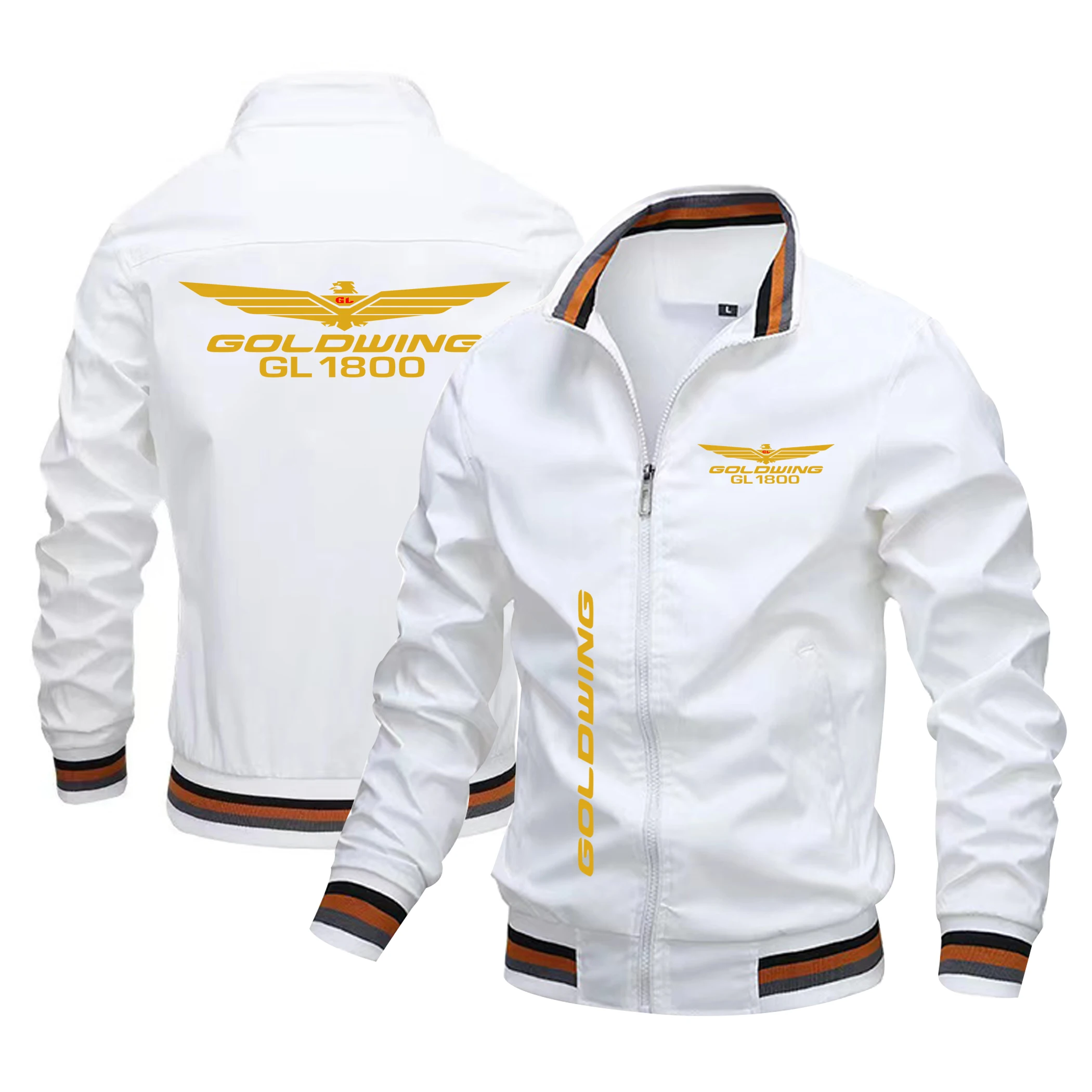 Lente En Herfst Newhonda Rood Gouden Vleugels Gl1800 Bikerjack, Pilot Mode Windjack Trendy Honkbalpak Heren Moto Logo