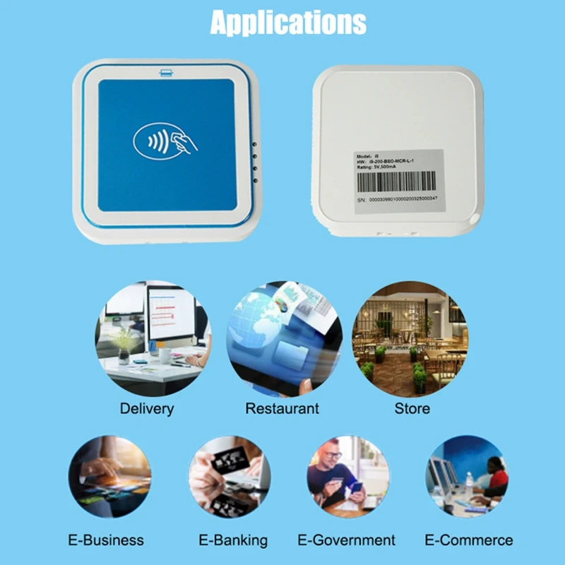VISA 마스터 신용 카드 칩 리더 라이터, 은행 거래 블루투스 Mpos, EMV PCI POS 터미널 (I9)