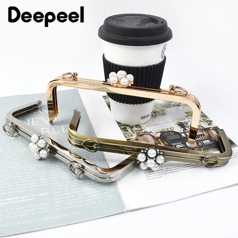 1/2/3/5Pcs Metal Bag Handle Pearl Kiss Clasp Purse Frame Women Handbag Wallet Handles Sewing Brackets DIY Hardware Accessories