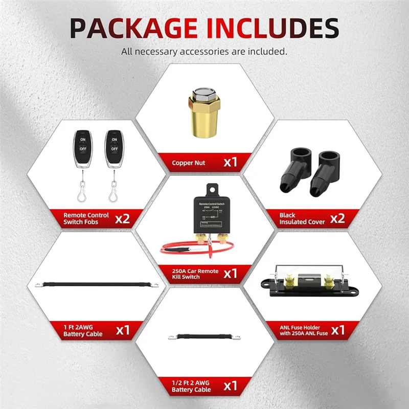 

A69Z Remote Battery Disconnect Switch 12V 250A Wireless Remote Control Battery Disconnect Switch Dual Remote Control Switch