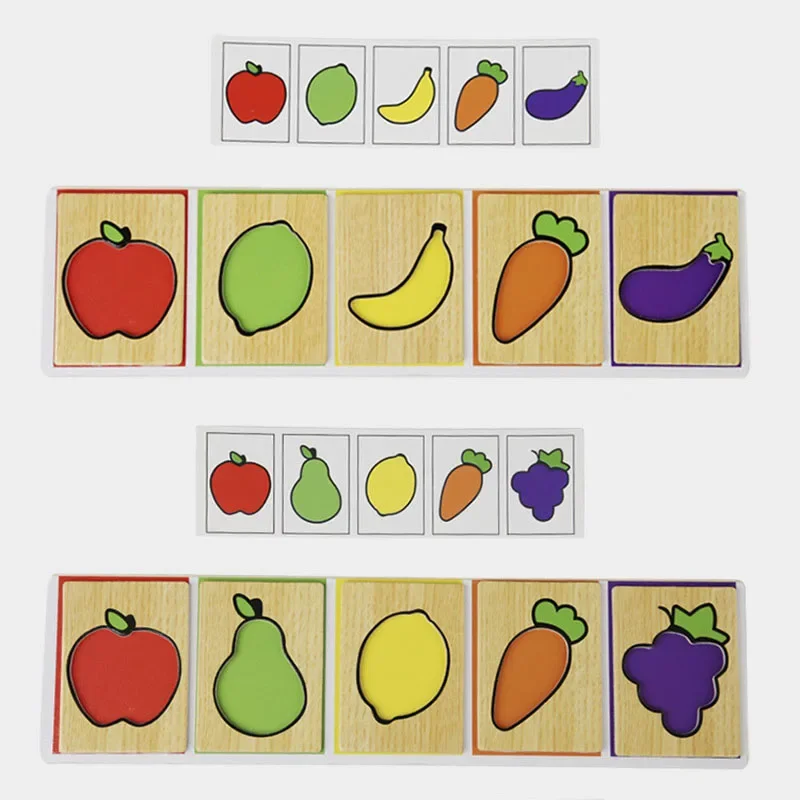 En bois Montessori éducation précoce fruits légumes appairage enfants jeu de reconnaissance des couleurs jouets éducatifs pour les enfants