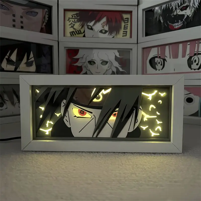 

Naruto Uchiha Madara Itachi Kakashi anime paper carving photo frame lamp desktop small ornaments as birthday gifts for friends