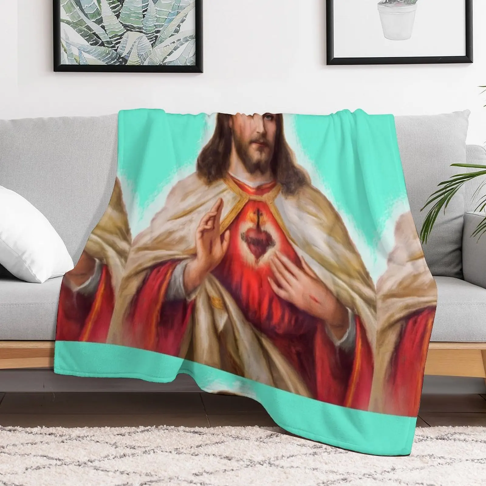 Jesus Christ painting | Jesus Christ | marry Christmas | Jesus Christ Sacred Heart Throw Blanket Plaid Luxury Single Blankets