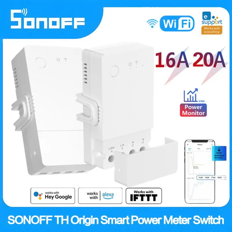 SONOFF TH Origin Wifi Switch 16A 20A Temperature Humidity Sensor Smart Home Controller Monitoring Works With Alexa Google Home