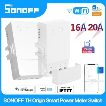 SONOFF-TH Interruptor WiFi Origin, Sensor de Temperatura e Umidade, Controlador Home Inteligente, Funciona com Alexa, Google Home, 16A, 20A