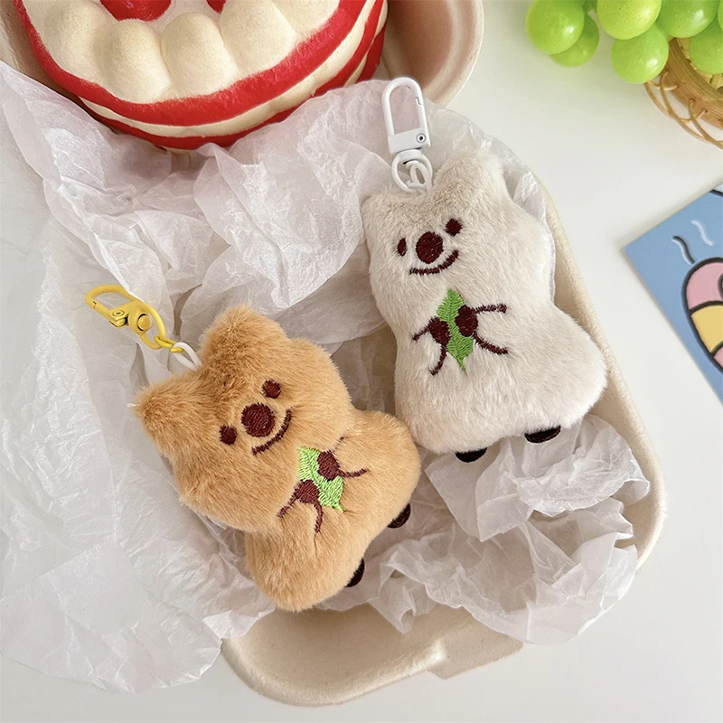 Funny Plush Bear Doll Keychain Hanging Ornaments Hanging Clothing Accessor Trendy Bag Decor Car Keyring Pendant Birthday Gifts