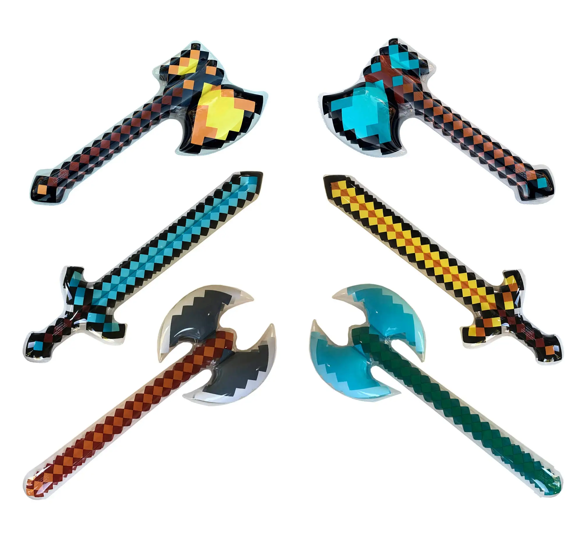 Opblaasbare wapens - Pixel Diamond Swords, houwonden, hatchets, assen, drieten Kinderspeelgoed Verjaardagscadeau Ballon ﻿