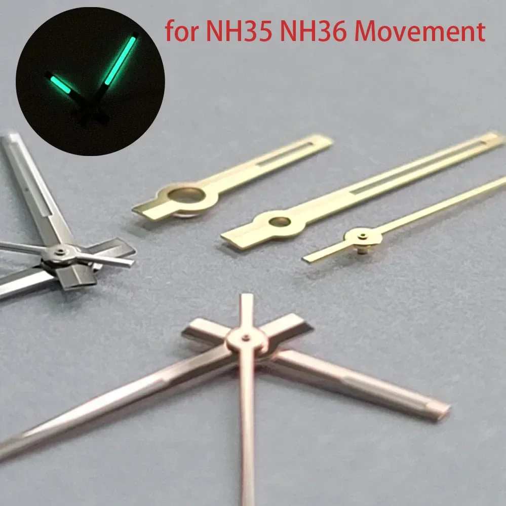 NH35 Zeiger Uhr Zubehör Rose Gold Silber Gold Blau Uhr Hände Grün Leuchtend Für NH35/NH36/4R/7S Bewegung Uhren Zeiger