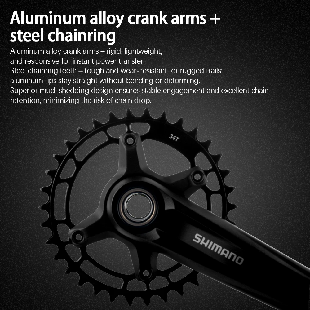 SHIMANO FC-MT510-1 1x8/9/10/11/12-Gang ​ ​ MTB 170/175mm WUZEI 96BCD 32/34/36/38/40T BSA-MT501/PA-MT500 Mountainbike-Kurbelgarnitur – Detail 15